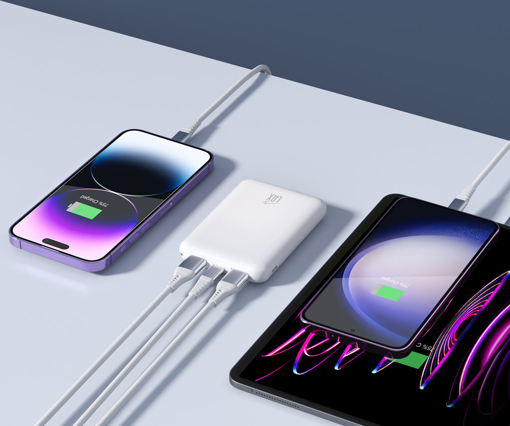 LAX 6600mAh Mini Power Bank – Fast Charging with USB-C & Dual USB-A | iPhone, Android, iPad Compatible