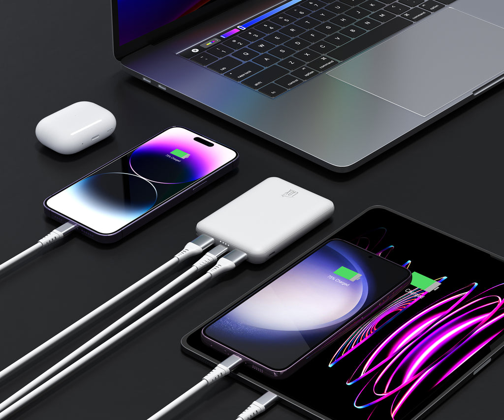 LAX 6600mAh Mini Power Bank – Fast Charging with USB-C & Dual USB-A | iPhone, Android, iPad Compatible