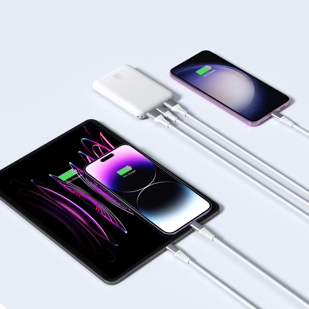 LAX 6600mAh Mini Power Bank – Fast Charging with USB-C & Dual USB-A | iPhone, Android, iPad Compatible