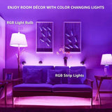 Smart Home Sound Activated Multi-Color LED Light Strip with Remote  30 Feet with 2-Pack Smart Home Multi-Color LED A19 Bulb 5W