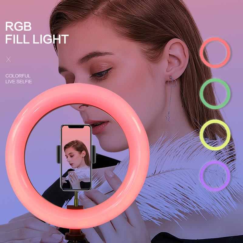 Multi-Color LED Selfie Ring Light with Small Tripod