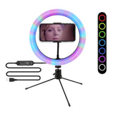 Multi-Color LED Selfie Ring Light with Small Tripod