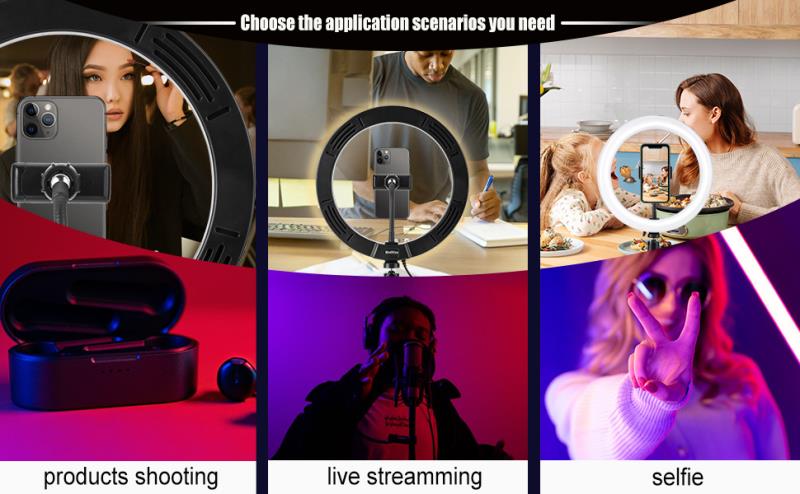 Multi-Color LED Selfie Ring Light with Small Tripod