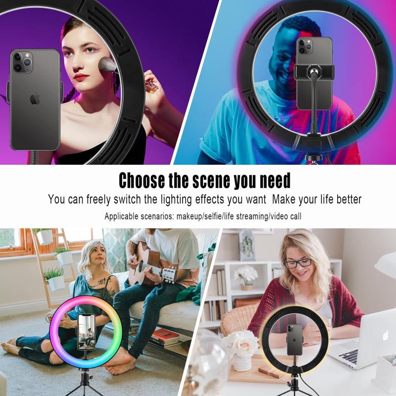 Multi-Color LED Selfie Ring Light with Small Tripod
