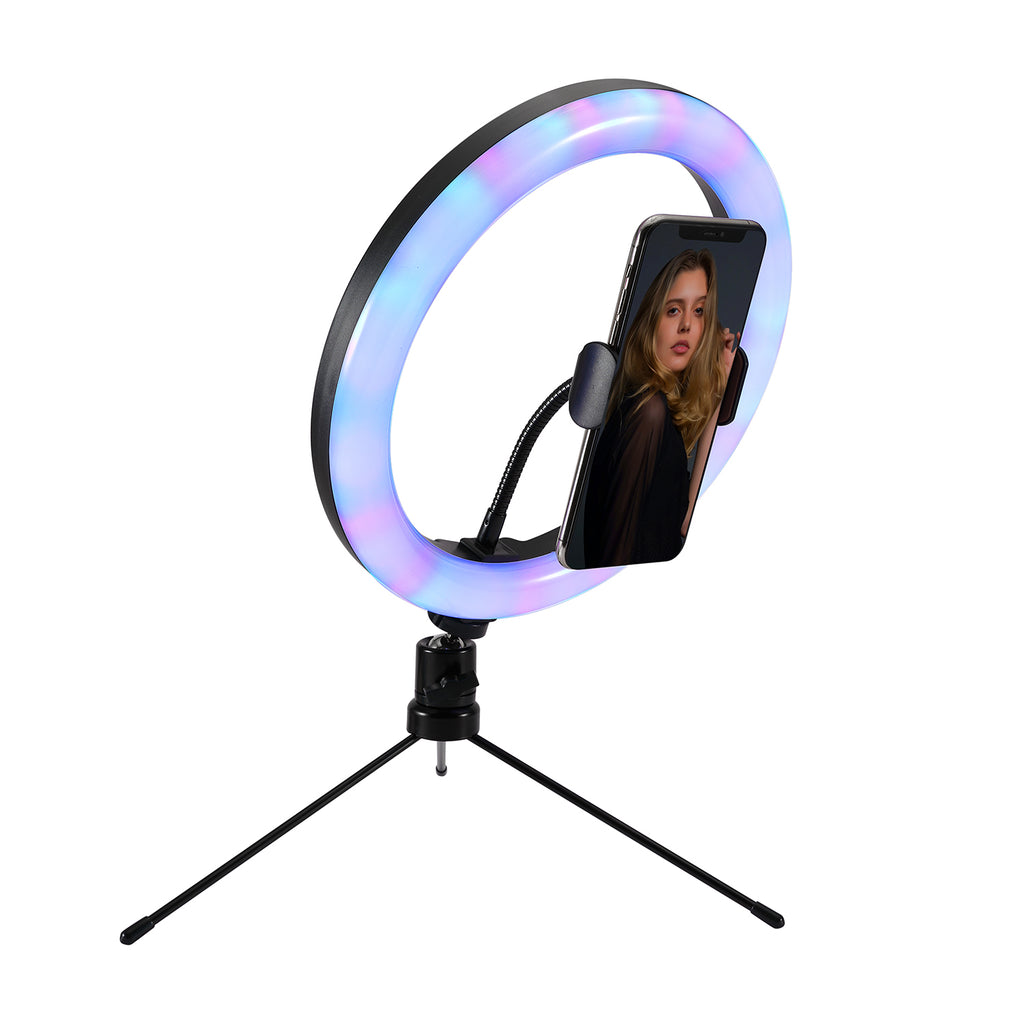 Multi-Color LED Selfie Ring Light with Small Tripod
