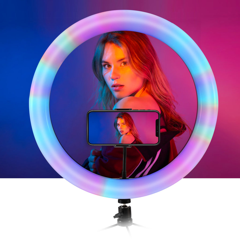 6' RGB Dimmable Ring Light, LED Selfie Ring Light with Adjustable Tripod  Stand & Cell Phone Holder Lighting Kit for Makeup Self-Portrait Photography  Video - China Flash Light and LED Ring Light