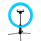 LAX Multi-Charging Tower Surge Protector 9 Outlet and 2 USB Ports White with Selfie Ring LED Multi-Color Light with Small Tripod