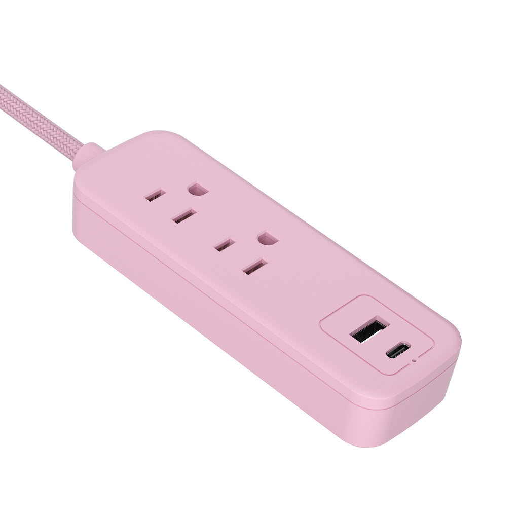 LAX Multi Outlet Surge Protector - 2 Outlets 1 USB Ports 1 USB C with 5Ft Cable -  Fast Charging Ports, Wall Mount, Heavy Duty – Easy to Use for Home, Office and Travelling