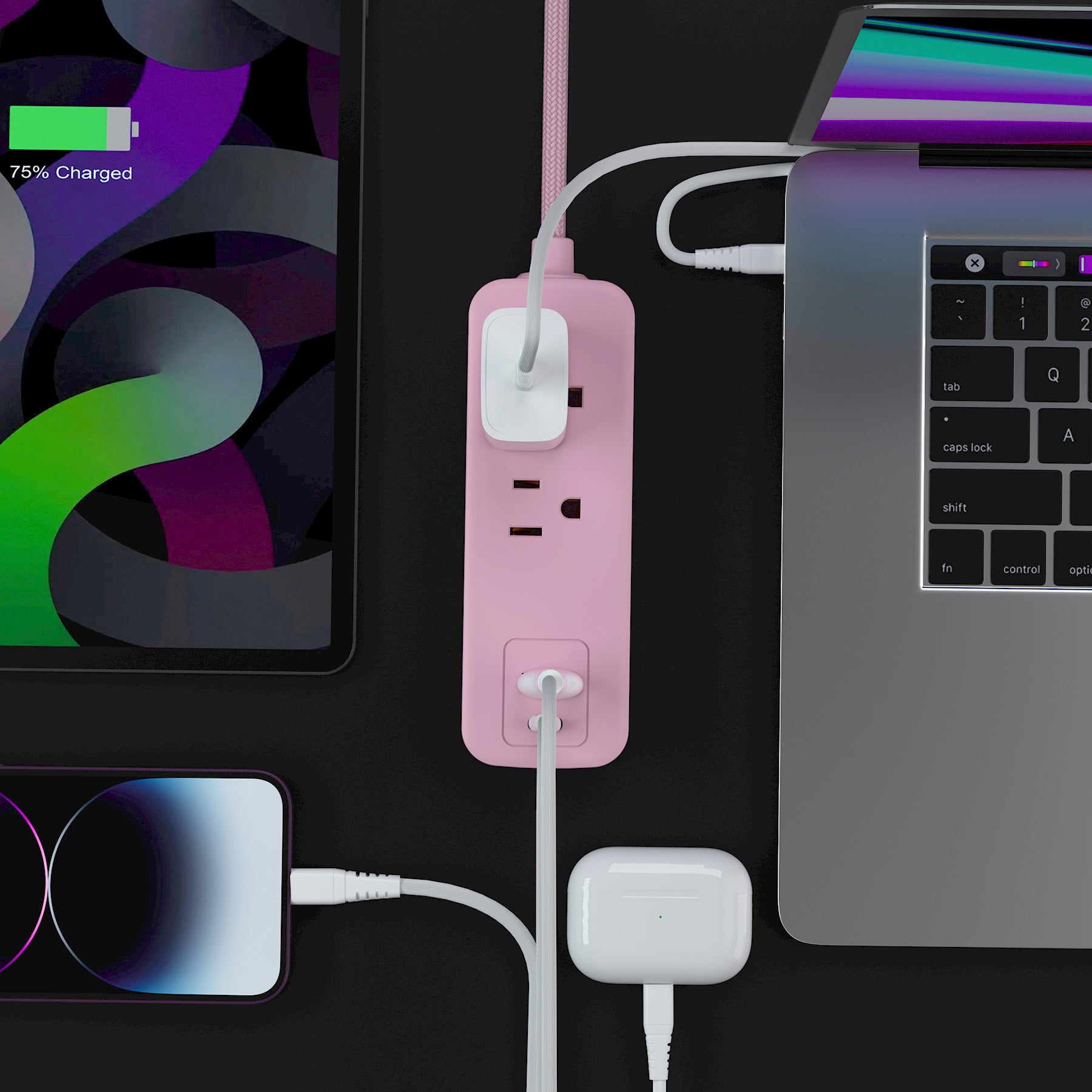 LAX Multi Outlet Surge Protector - 2 Outlets 1 USB Ports 1 USB C with 5Ft Cable -  Fast Charging Ports, Wall Mount, Heavy Duty – Easy to Use for Home, Office and Travelling