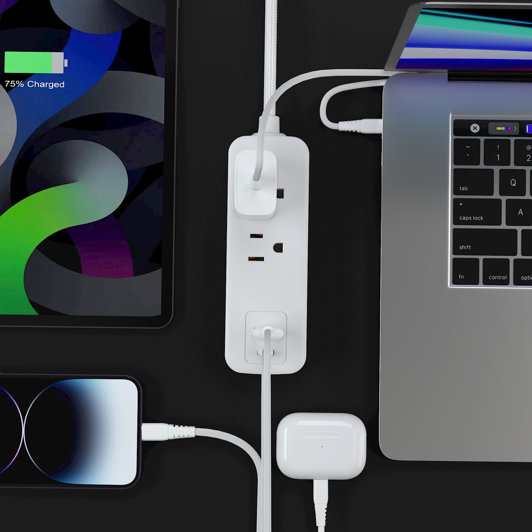 LAX Multi Outlet Surge Protector - 2 Outlets 1 USB Ports 1 USB C with 5Ft Cable -  Fast Charging Ports, Wall Mount, Heavy Duty – Easy to Use for Home, Office and Travelling