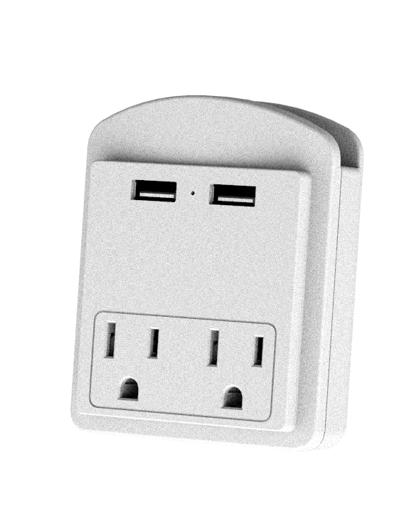LAX Gadgets Surge Protector 2 Wall Outlets and 2 USB Ports
