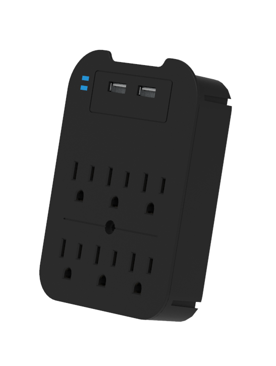 Surge Protector 6 Wall Outlets and 2 USB Ports