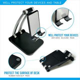 Universal Adjustable Angle Desktop Stand for Smartphones & Tablets (From 4" to 12.9") - Foldable