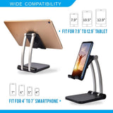 Universal Adjustable Angle Desktop Stand for Smartphones & Tablets (From 4" to 12.9") - Foldable
