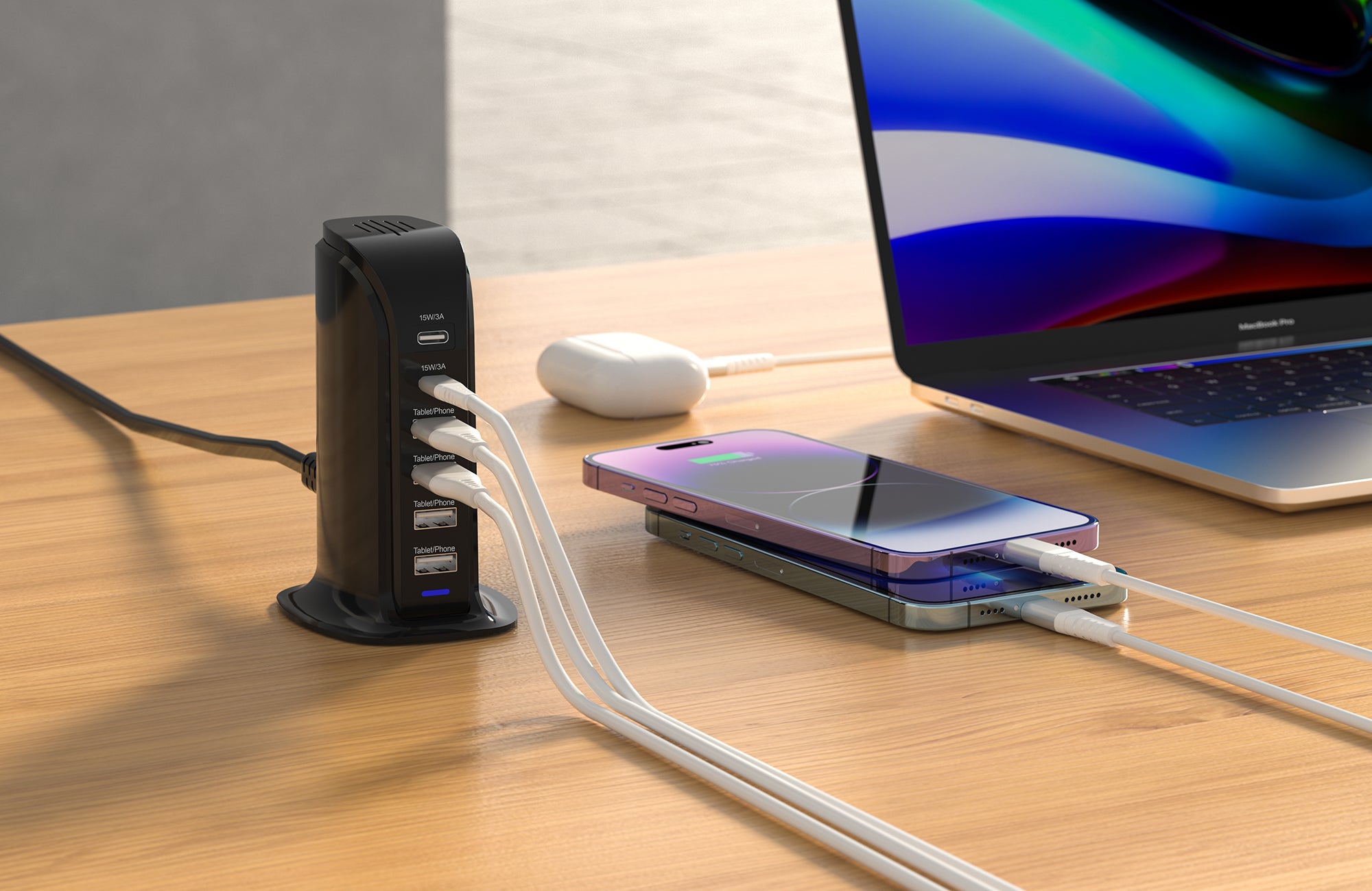 Rapid Charge 6-Port USB-C & USB-A Desktop Charging Tower