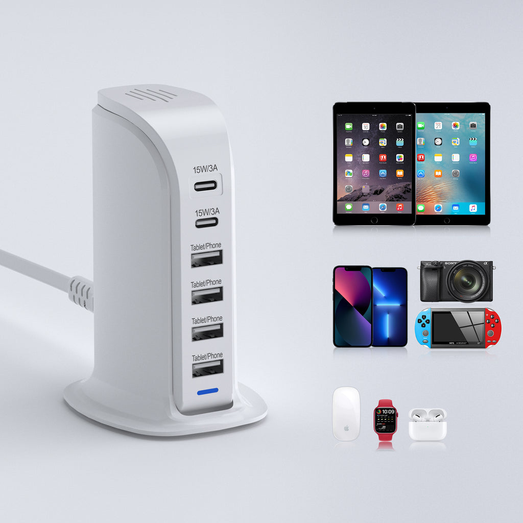 Rapid Charge 6-Port USB-C & USB-A Desktop Charging Tower
