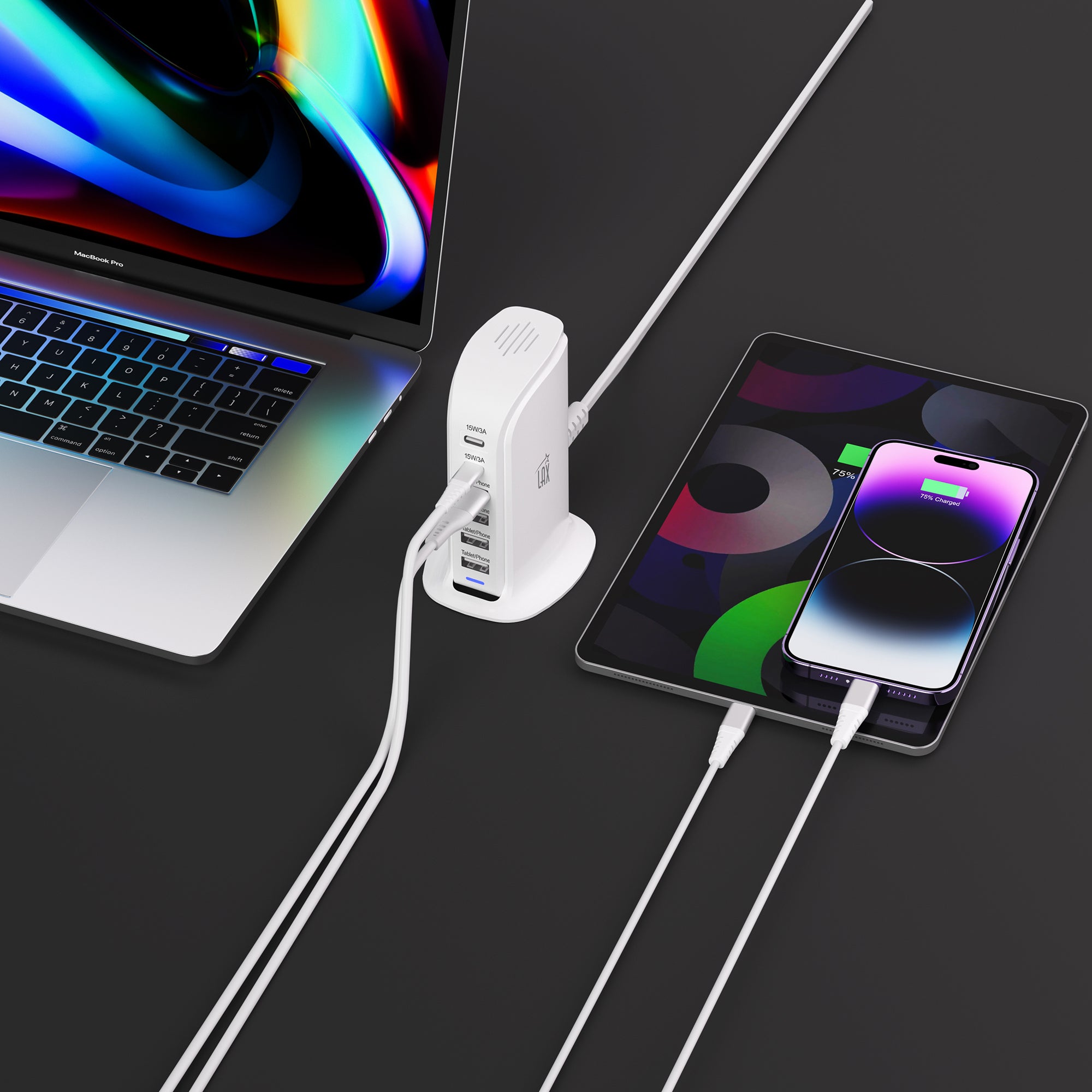 Rapid Charge 6-Port USB-C & USB-A Desktop Charging Tower