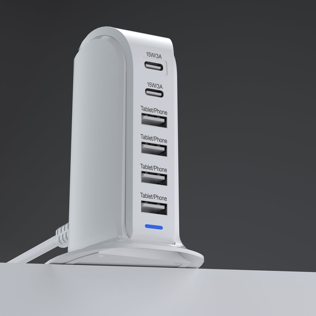 Rapid Charge 6-Port USB-C & USB-A Desktop Charging Tower