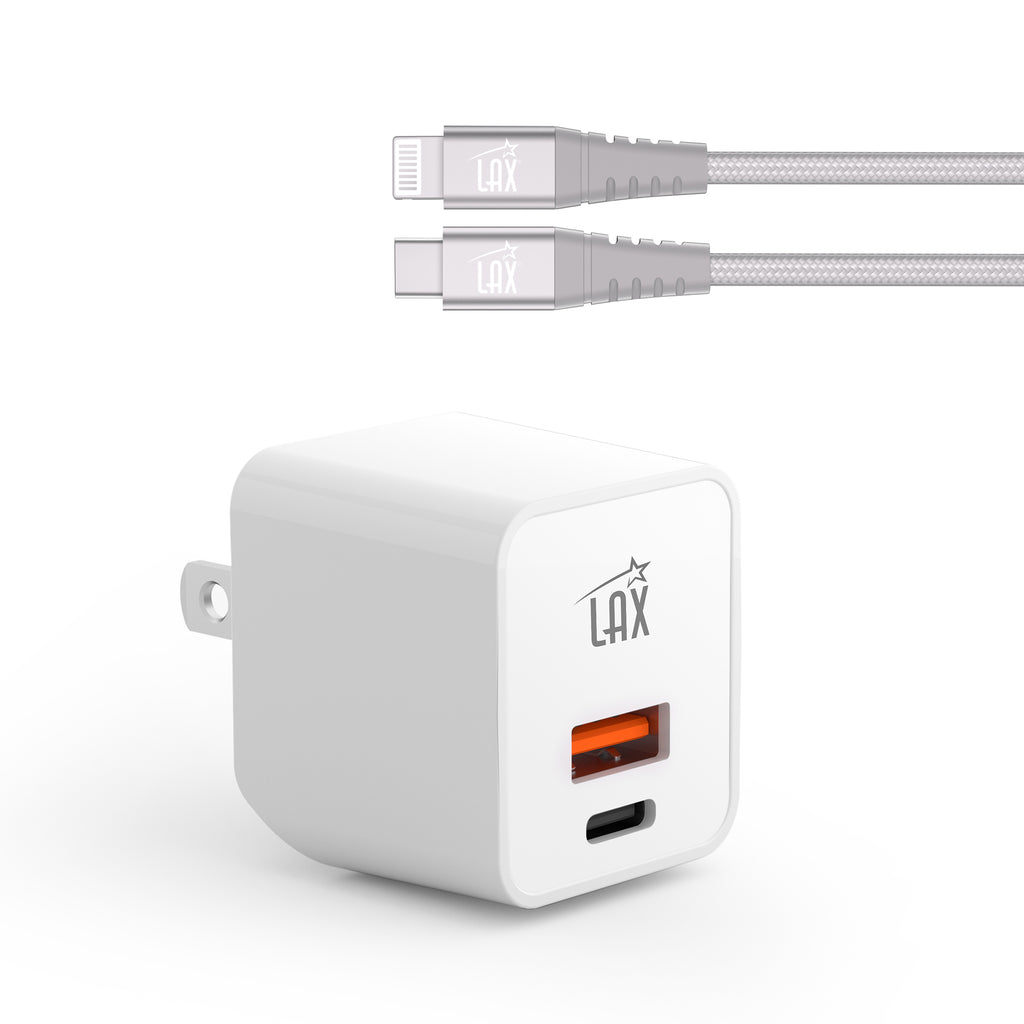 Travel-Friendly 20W Wall Charger with Apple MFi Certified Braided Iphone Cable (6ft)