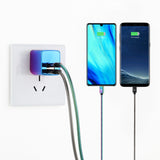 LAX Dual USB Wall Charger - Ultra Compact, Travel Friendly - Iridescent Chrome