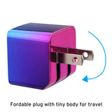LAX Dual USB Wall Charger - Ultra Compact, Travel Friendly - Iridescent Chrome