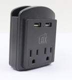 LAX 2-Outlet Surge Protector with Dual USB Ports