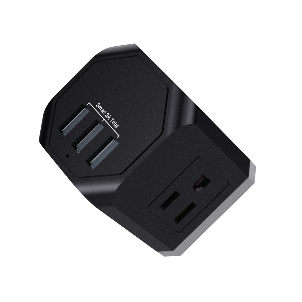 Multi-Plug Outlet with 3 Wall Outlets & 3 USB Ports