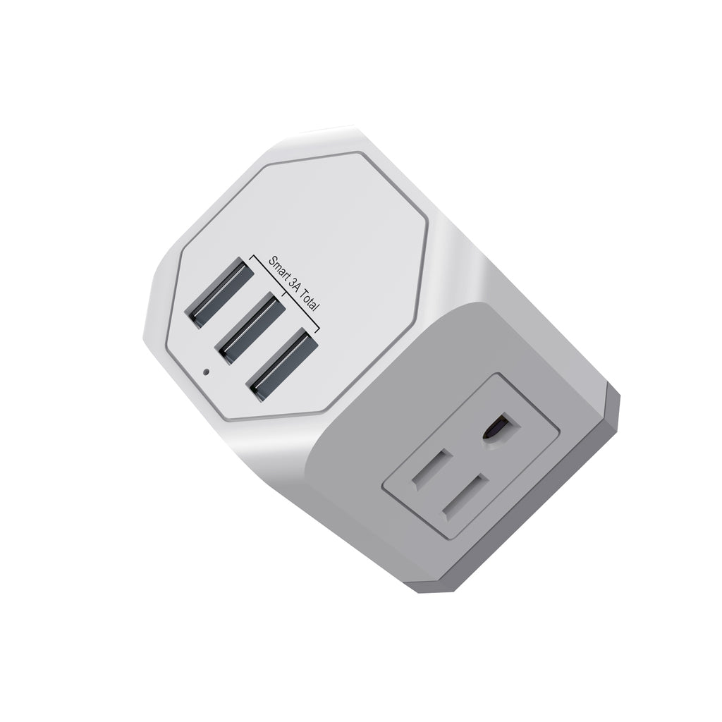 Multi-Plug Outlet with 3 Wall Outlets & 3 USB Ports