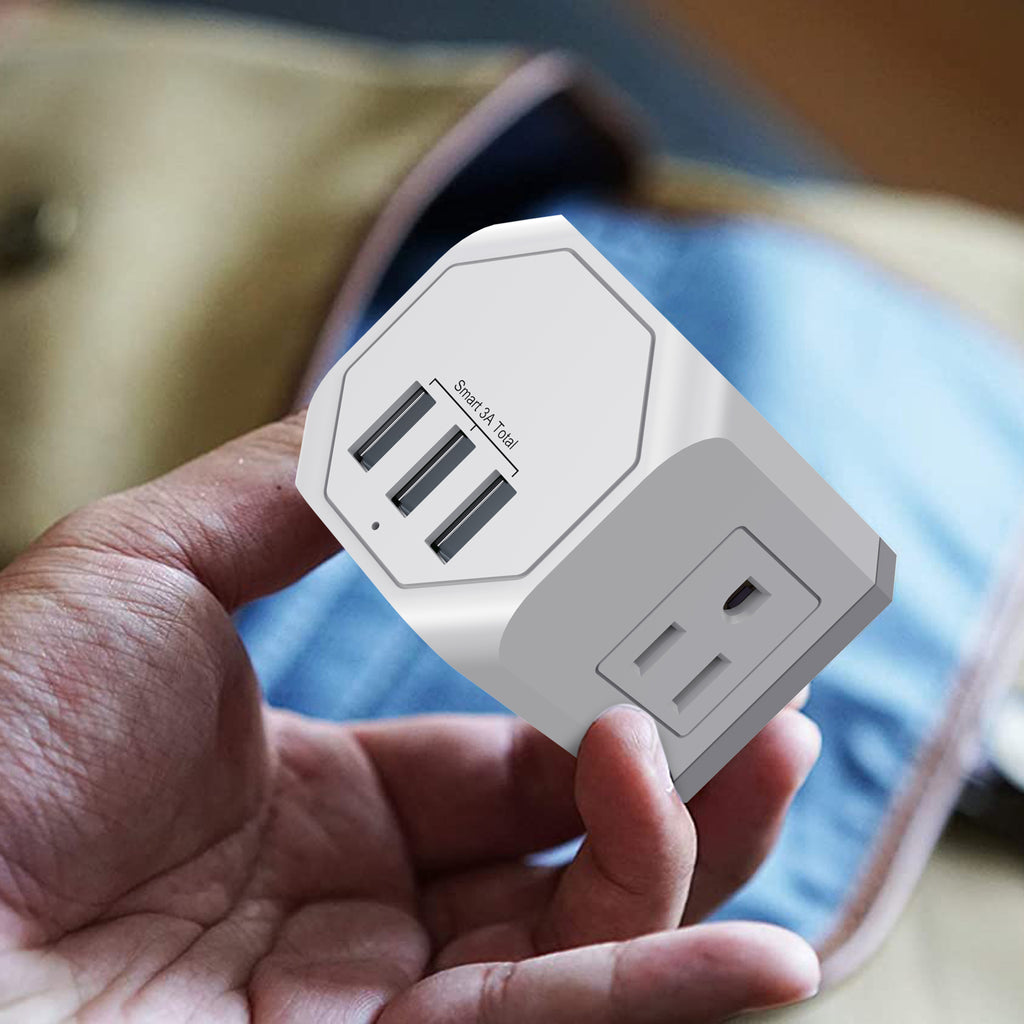 Multi-Plug Outlet with 3 Wall Outlets & 3 USB Ports
