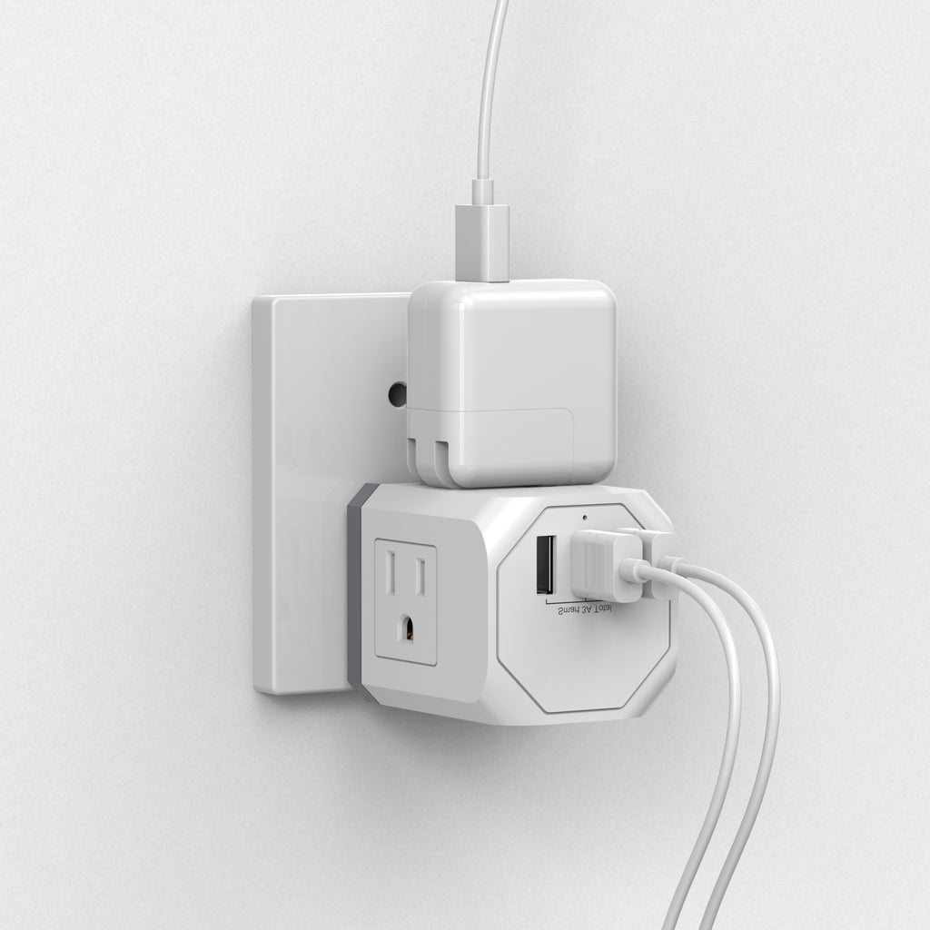 Multi-Plug Outlet with 3 Wall Outlets & 3 USB Ports
