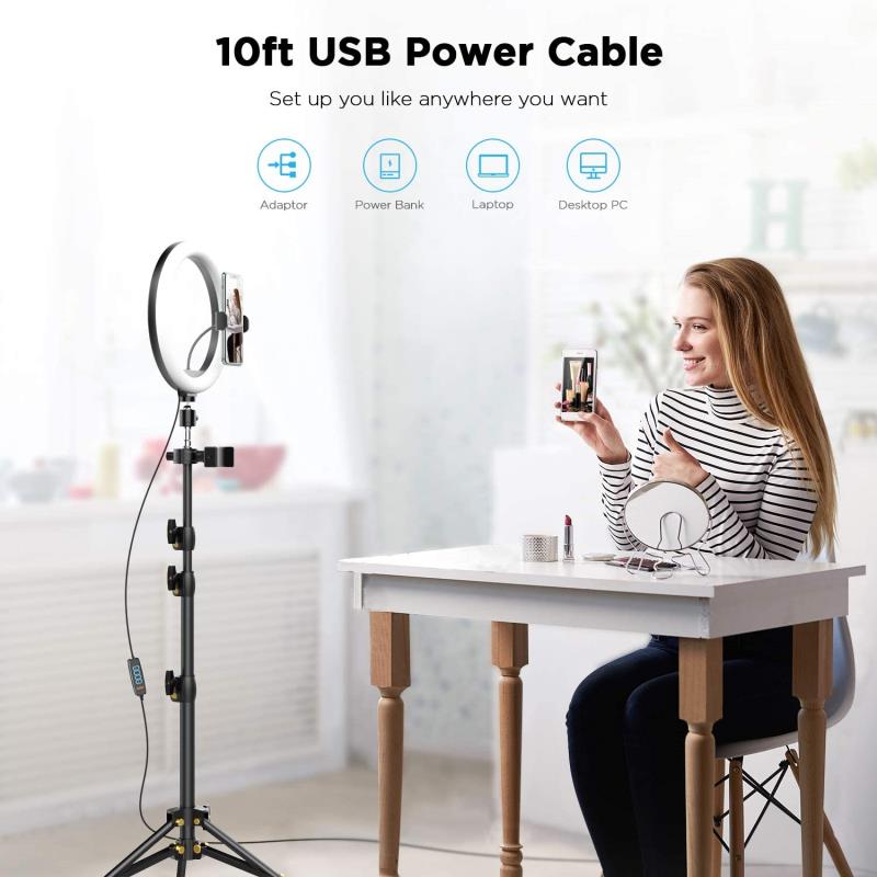 Selfie Ring LED Light Stand and 20 feet Sound Activated Multi-Color LED Strip