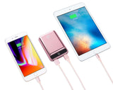 Combo Pack: Rapid Charge Compact Dual USB 12000mAh Power Bank with Cable for iPhone and Grip Ring - Rose Gold