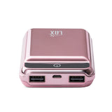 Combo Pack: Rapid Charge Compact Dual USB 12000mAh Power Bank with Cable for iPhone and Grip Ring - Rose Gold