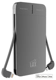 LAX 4000 mAh Slim and Compact Portable Power Bank with Built-in Lightning (Apple MFI Certified) & Micro USB Cables