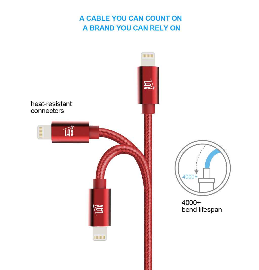 [2 Pack] iPhone charger, LAX Gadgets Iphone to USB Braided Cable (4ft) for iPhone 6s 6 Plus 5s 5c 5, iPad Pro Air 2, mini [Apple MFi Certified] (Gray)