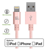 Apple MFi Certified Durable Braided Nylon Lightning to USB Cable for iPhone and iPad