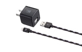 Dual USB Wall Charger Power Adapter with Braided Nylon Cable (6ft) for iPhone & Android