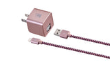 Dual USB Wall Charger Power Adapter with Braided Nylon Cable (6ft) for iPhone & Android