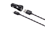 Dual USB Car Charger with Braided Nylon Cable (6ft) for iPhone & Android