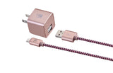 Dual USB Wall Charger Power Adapter with Braided Nylon Cable (6ft) for iPhone & Android