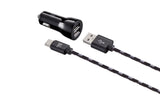 Dual USB Car Charger with Braided Nylon Cable (6ft) for iPhone & Android