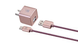 Dual USB Wall Charger Power Adapter with Braided Nylon Cable (6ft) for iPhone & Android